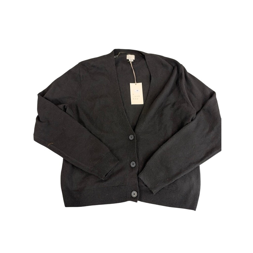 A New Day Womens Black Button Down Cardigan Sweater Size Small NWT 1163